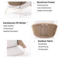 Conjunto de Muebles de Jardín para Exteriores, Mimbre Sintético, Estilo Resort, para Hotel, Patio, Aluminio, 4 Piezas, con Mesa de Centro
