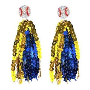 Nuovo stile Baseball scintillante campo di gara orecchini sportivi festa Cheerleader colorlocking nappine orecchini da donna - Product Image 6