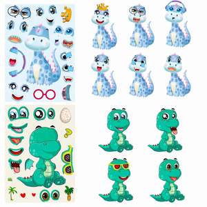 Festival Birthday Classroom Reward Crafts Party Favors Make-a-Face Animals Face 6-Pieces Stickers for Kids - Product Image 4