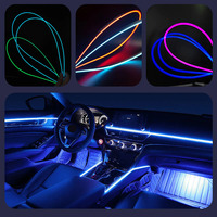 Bande lumineuse LED RGB pour voiture, kit d'éclairage ambiant à fibres optiques 18 en 1, 16 millions de couleurs