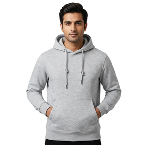 Men's Casual Fleece <b>Sweatshirt</b> with Drop Shoulders Solid Color and Loose Fit Fashion Streetwear Warm Hoodie for Winter - Product Image 1