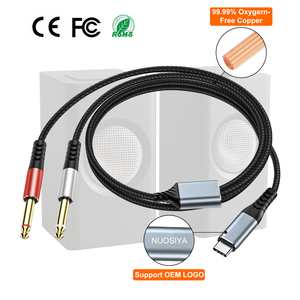 <span class=keywords><strong>C</strong></span>âble Y en nylon OTG <span class=keywords><strong>USB</strong></span> <span class=keywords><strong>C</strong></span> vers double 6,35 mm 1/4 pouce mono splitter, nouveau design d'usine 2024, 2 en 1, type <span class=keywords><strong>C</strong></span> vers 6,35 mm TS, <span class=keywords><strong>c</strong></span>âbles audio - Product Image 1