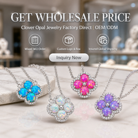 Collier vintage en argent sterling 925 avec trèfle et opale, pendentif bohème en opale irisée de laboratoire, hypoallergénique, bijoux en gros