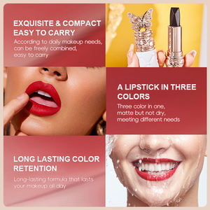 <span class=keywords><strong>3</strong></span> Arten von Rot in 1 Lippenstift Samt-Matt Lippenstift Nicht Klebender Lipgloss Wasserfest Langanhaltend Sexy Damen Lipgloss - Product Image 6