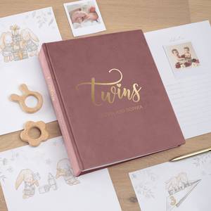 Livre de souvenirs pour bébés jumeaux <span class=keywords><strong>personnalisé</strong></span> <span class=keywords><strong>avec</strong></span> boîte à souvenirs Album de première année en velours rose <span class=keywords><strong>avec</strong></span> nom <span class=keywords><strong>personnalisé</strong></span> Baby Shower Newborn Journal - Product Image 4