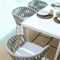 Ensemble table et chaises de jardin d'extérieur, pour cour, villa, espace de loisirs, balcon ouvert, chaises en rotin et alliage d'aluminium