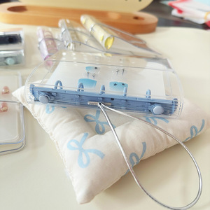 M5 Macaron Koreaanse stijl PVC kaart fotoalbum kaartentas schoolkantoorbenodigdheden student schattig transparant 5-gaats map ring - Product Image 4