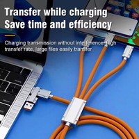 Kabel Data nilon Tipe C dapat diputar, 180 derajat 120W 6A PVC 4 1 USB Tipe C multifungsi kabel sinkronisasi Data pengisian cepat USB mikro