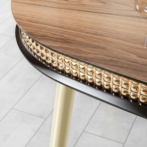 Mesa de Comedor Redonda Moderna Rosse de Mármol con Patas de Acero Inoxidable, Diseño Extensible, Capacidad para 6 Personas, Origen Turquía, Muebles para el Hogar - Product Image 2