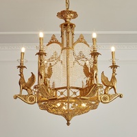 Lustre en cristal de luxe vintage de style français pour villa duplex avec mezzanine, corps doré et éclairage LED pour salon à deux étages