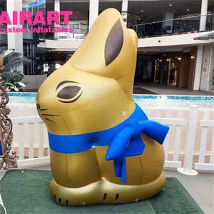 2024 lapin d'or gonflable de décoration de festival de pâques, ballon gonflable de mascotte de lapin chanceux à vendre
