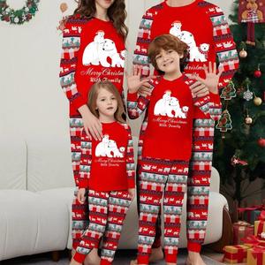 Nouveaux vêtements de Noël imprimés ours thermiques, tenues assorties pour couples <span class=keywords><strong>et</strong></span> ensembles maman-enfant, design de pyjama de fête - Product Image 1