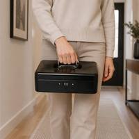 Caja de Seguridad Portátil para Documentos A4 con Cerradura de Combinación de 3 Dígitos, Caja de Metal Grande para Efectivo con Asa de Acero Inoxidable para Oficina en Casa