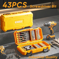 Set Obeng KIWALL 43 PCS, Bit Magnetik Baja S2 Hex 1/4 inci & Kit Soket dengan Kotak Penyimpanan untuk Bor Listrik & Obeng Impuls