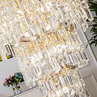 Plafonniers de style européen pour villa, salon, hauteur réglable pour escaliers en colimaçon double hélice, lustre en cristal à plusieurs niveaux