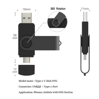 Flashdisk OTG 2 in 1 USB 256MB 512MB 1GB 2GB 4GB 128GB TYPE-C Logo Kustom Gratis Dapat Diputar Pendrive Kapasitas Asli Logo Kustom