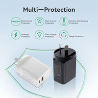 Charger USB C 20W Laris Manis, 2 Port Type-C 3 Port USB, Adaptor Daya Dinding QC Fast Charger, Adaptor Daya Dinding USB Type-C