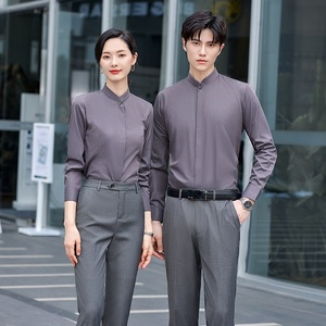 Logotipo bordado Estilo chino Trabajo profesional Departamento de ventas Mismo estilo <span class=keywords><strong>Camisa</strong></span> de cuello alto para hombres - Product Image 3