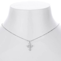 Collier Croix Élégant et Délicat en Argent S925 Yunzhi Christian avec Zircon Cubique Scintillant Plaqué Or 14K pour Femme