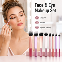 Ensemble de pinceaux de maquillage portables de voyage 8 pièces en poils synthétiques doux pour le visage et les yeux, outils de beauté personnalisés OEM
