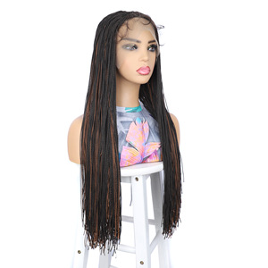 Perruque avant en dentelle synthétique de haute qualité pour femmes avec dentelle transparente Fine Double brin torsion tresse <span class=keywords><strong>cheveux</strong></span> courts <span class=keywords><strong>frange</strong></span> pour l'exportation - Product Image 1