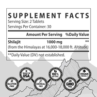 Comprimés de Shilajit Pur Naturel de l'Himalaya OEM, Riches en Acide Fulvique et Oligo-éléments, Boîte de 60 Comprimés en Vrac, Supplément Minéral en Boîte en Carton