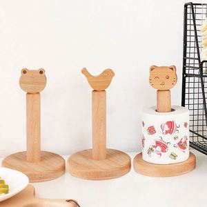 Cute Animal Wooden <b>Paper</b> Towel Holder Stand Beech Wood Tissue Roll Rack for <b>Kitchen</b> - Product Image 1
