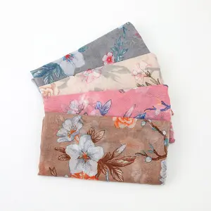 Autumn and winter printed Floral Bali yarn women's scarf breathable cotton yarn 180*90 Viscose