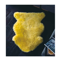 Personnalisable Moderne Eco-Tanné Véritable Peau de Mouton Fourrure Tapis Tapis Jaune à Poils Longs avec Pile en Peluche pour le Salon