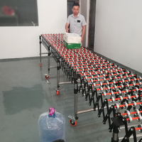 Convoyeur à rouleaux télescopique en PVC durable, hauteur réglable, roues à gravité, neuf, garantie 1 an, atelier multi-industriel
