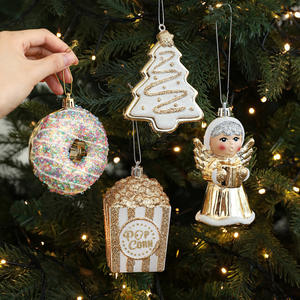 Nouvelles décorations de Noël de luxe en plastique doré avec paillettes en forme de beignets pour arbre de Noël - Product Image 1