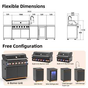 Ensemble <span class=keywords><strong>de</strong></span> grils BBQ modulaires d'extérieur en acier inoxydable, prêt à assembler, avec évier intégré, <span class=keywords><strong>rangement</strong></span> personnalisé et armoire <span class=keywords><strong>de</strong></span> cuisine <span class=keywords><strong>de</strong></span> luxe, <span class=keywords><strong>pour</strong></span> îlot moderne - Product Image 5