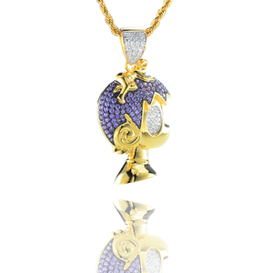 Bijoux Hip Hop glacé bleu 5A Zircon cubique diamant 3D 925 argent Sterling dessin animé tête pendentifs pour hommes - Product Image 3