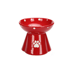Cuencos de cerámica de primera calidad para mascotas, cuencos para comida de gatos, cuencos bonitos con lunares y cuencos con soporte para el cuello del perro (envío gratis) - Product Image 2