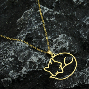 Collar Minimalista <span class=keywords><strong>de</strong></span> Acero Inoxidable para Mujer, Joyería <span class=keywords><strong>de</strong></span> Uso Diario, Regalo Elegante, Lindo Collar con Colgante <span class=keywords><strong>de</strong></span> Animal, Diseño <span class=keywords><strong>de</strong></span> Zorro o Perro - Product Image 6