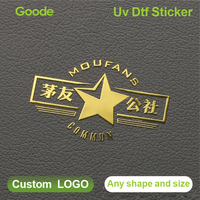 Autocollants DTF UV dorés Goode Festival, étiquettes décoratives personnalisées pour cartes de vœux de fêtes, impression par transfert à froid avec feuille métallique élégante