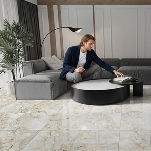 Grey Onyx Marble Look Porcelain <b>Floor</b> Tiles 600x600mm Polished Glossy Ceramic Flooring - Product Image 6