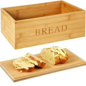 Boîte de rangement pour pain en bambou avec couvercle, conteneur alimentaire de bureau à grain de bois pour le stockage du pain et des pâtisseries - Product Image 5