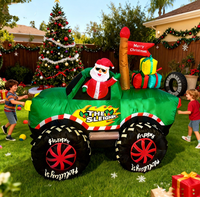 Père Noël gonflable de 8 pieds avec camion et lumières LED pour la décoration extérieure de Noël, ornement de jardin, accessoire de spectacle festif