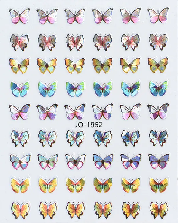 Custom Designers Hot Product Professional 3D Nail Sticker Holographic Butterfly Nail Decoration Nail Art Stickers