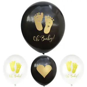 12Inch White Black Footprints Baby Shower Decoration Party Oh Baby Latex Gender Reveal Birthday Wedding Party Balloons KBR316