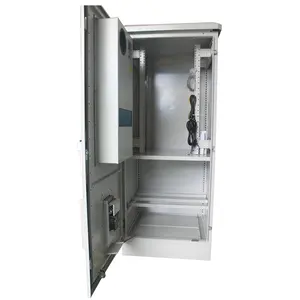 Telecom Outdoor Cabinet Double Layers Design IP55 Max IP65 Protection Level Single Door AC Telecom 32U Outdoor Cabinet