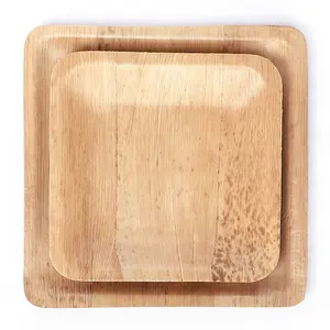 Disposable natural areca palm leaf plate bowl tray and banana leaf plates cutlery palm leaf tableware