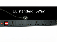 Vente Flash - PDU en plastique 1U - Prise universelle 6 voies, prise standard UK/EU/US avec câble de 1,5 m en stock.