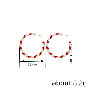 Boucles d'oreilles en spirale rouge et blanc pour femmes, design texturé, bijoux de mode pour les fêtes de Noël - Product Image 5