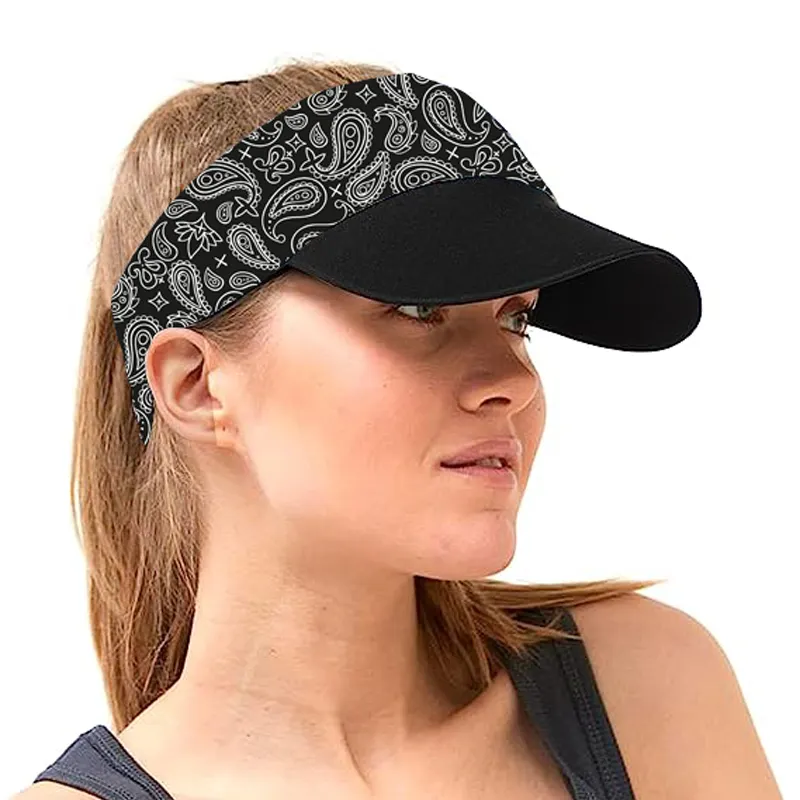 Topi pelindung matahari topi pelindung matahari topi Visor Golf berlari topi Visor olahraga pantai kustom cetak Logo untuk wanita pria uniseks dewasa gambar
