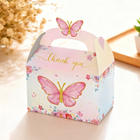 Boîte de rangement rectangulaire portable rose à motif papillon et fleur, thème fête du thé printanière, pour bonbons et cadeaux, fabriquée en Chine