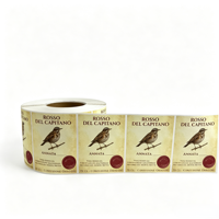 Étiquettes personnalisées en vinyle imperméables et résistantes aux UV, motif oiseau vintage, estampage or/argent, découpées à la forme, pour bouteilles de vin