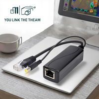 PoE Splitter Gigabit 1000Mbps aktif 48V untuk Cable Kabel injektor plastik terisolasi DC2.1/2.5MM/kabel USB/TYPE-C untuk kamera IP