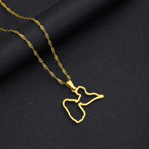 Pendentifs en acier inoxydable pour femmes, colliers à la mode avec carte de la guinée, Design cœur et Contour - Product Image 6